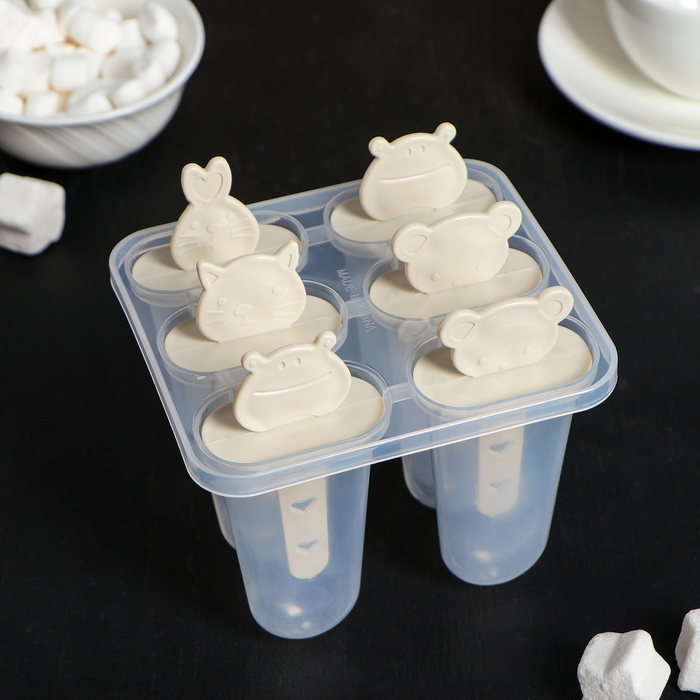 Форма для мороженого"Мордашки", 6 ячеек, МИКС