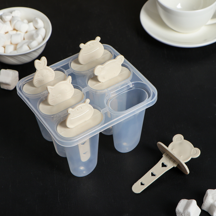 Форма для мороженого"Мордашки", 6 ячеек, МИКС