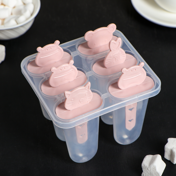 Форма для мороженого"Мордашки", 6 ячеек, МИКС