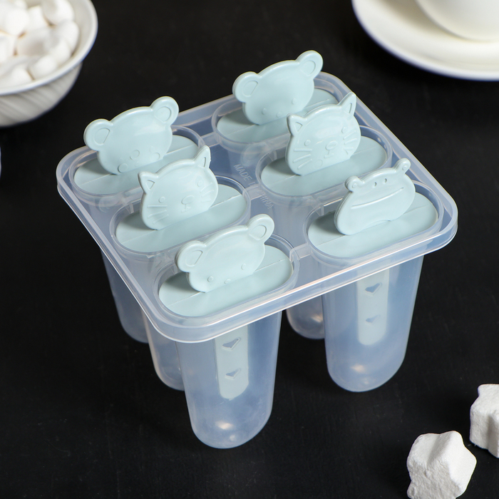 Форма для мороженого"Мордашки", 6 ячеек, МИКС