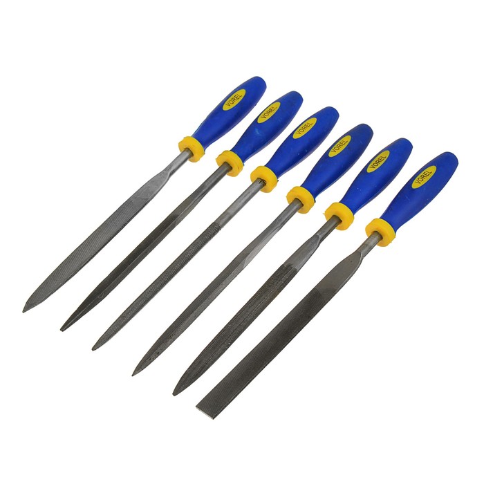 Набор надфилей VOREL 180 мм, 6 шт., двухкомпонентная рукоятка