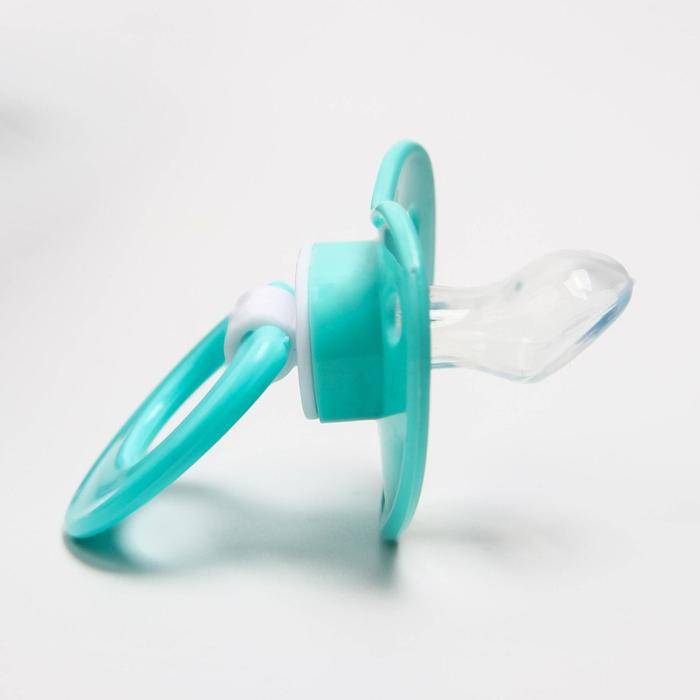 Пустышка силиконовая ортодонтическая с колпачком, от 0 мес., цвет зелёный