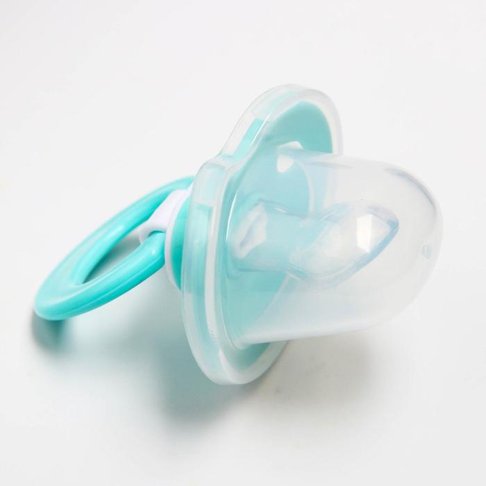 Пустышка силиконовая ортодонтическая с колпачком, от 0 мес., цвет зелёный