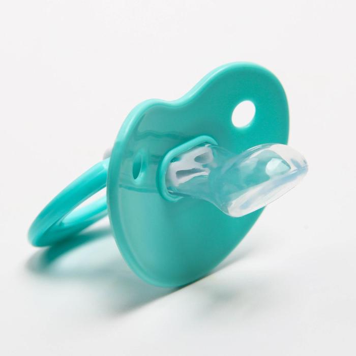 Пустышка силиконовая ортодонтическая с колпачком, от 0 мес., цвет зелёный