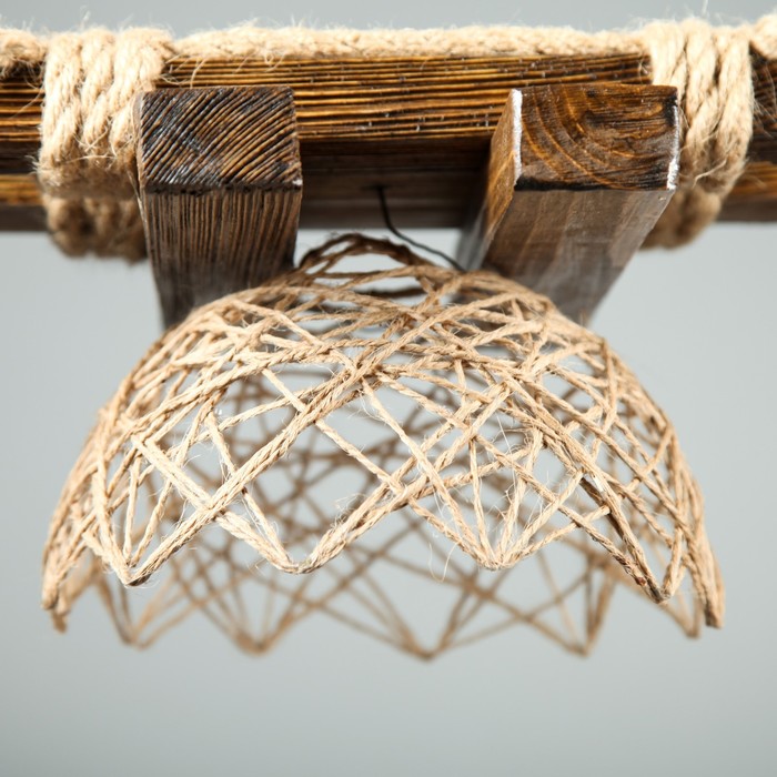 Люстра деревянная "Нептун", 3 плафона, цвет дуб