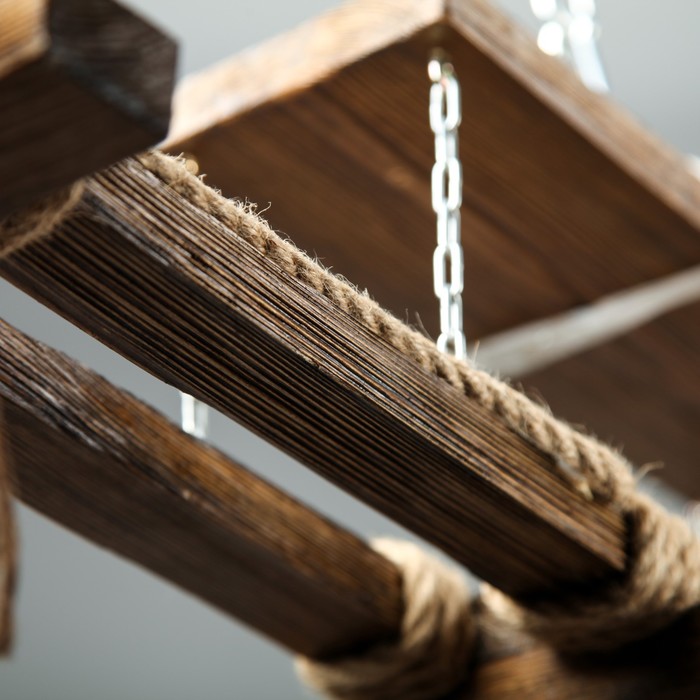 Люстра деревянная "Нептун", 3 плафона, цвет дуб