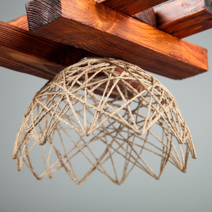 Люстра деревянная "Лотос", 1 плафон, цвет вишня