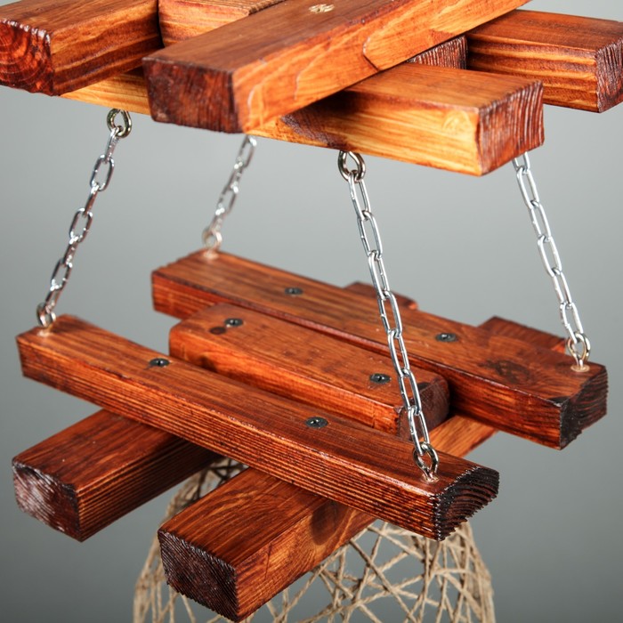 Люстра деревянная "Лотос", 1 плафон, цвет вишня