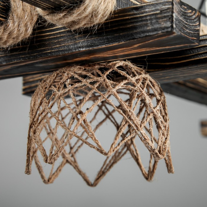 Люстра деревянная "Горгона", 2 лампы, цвет палисандр