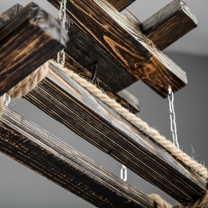 Люстра деревянная "Горгона", 2 лампы, цвет палисандр