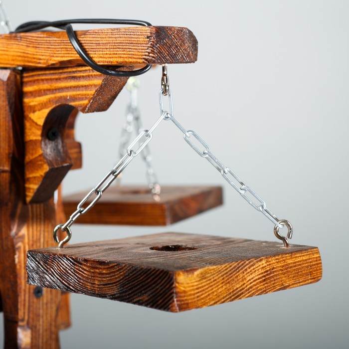 Люстра деревянная "Барракуда", 4 лампы, цвет тик