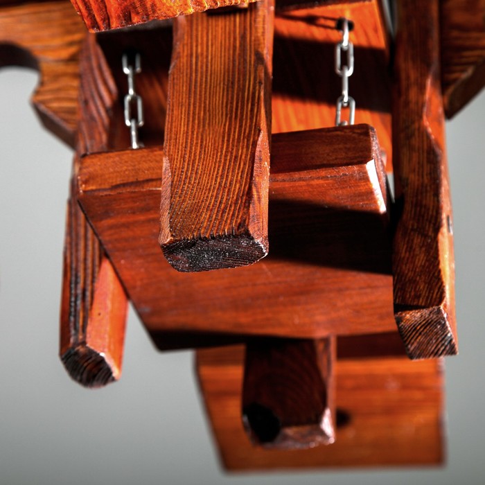 Люстра деревянная "Барракуда", 4 лампы, цвет вишня