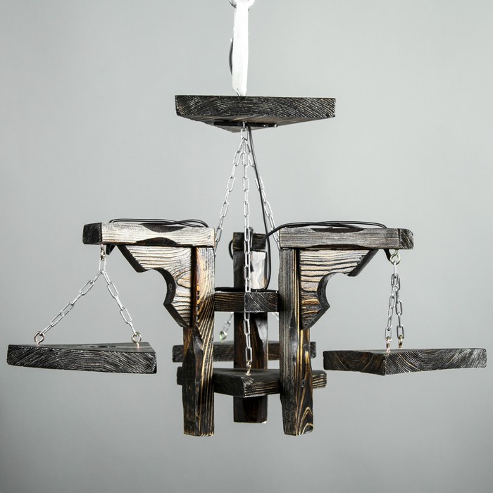 Люстра деревянная "Капрезе", 2 лампы, цвет палисандр