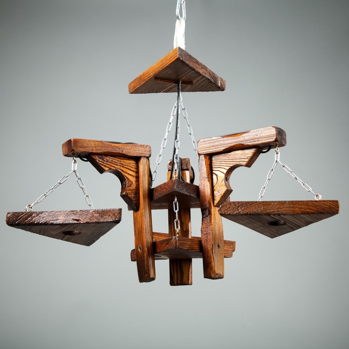 Люстра деревянная "Капрезе", 2 лампы, цвет тик