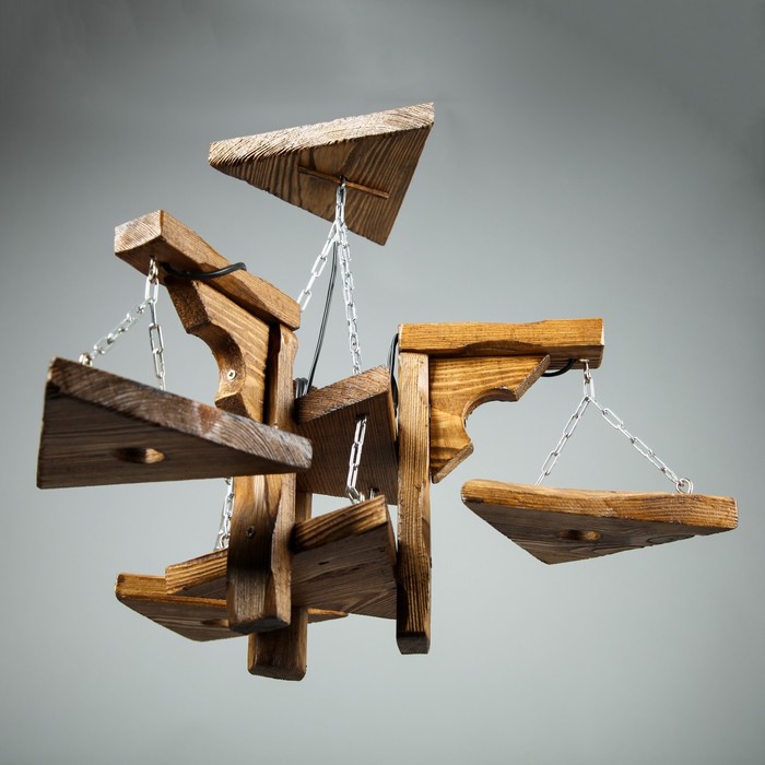 Люстра деревянная "Капрезе", 2 лампы, цвет дуб