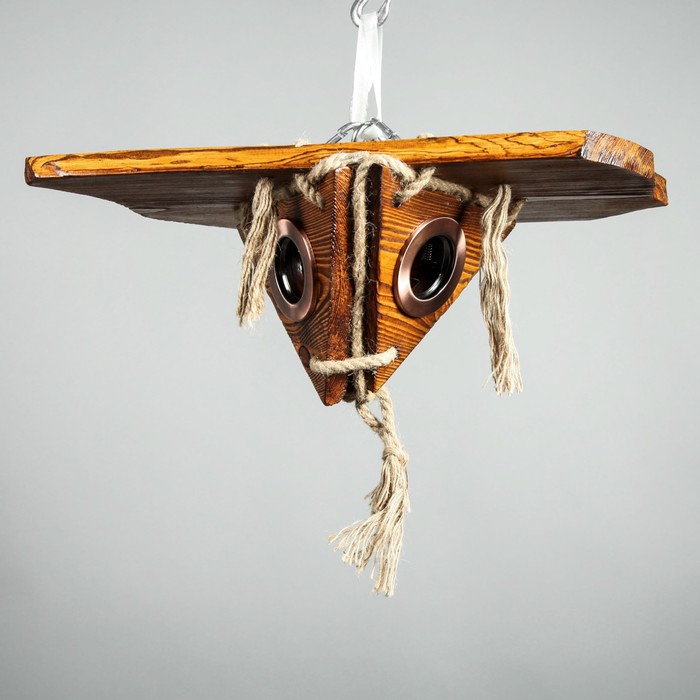 Люстра деревянная "Батискаф", 3 лампы, цвет тик