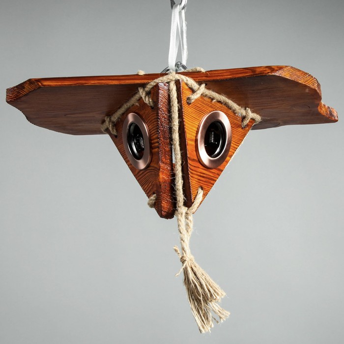 Люстра деревянная "Батискаф", 3 лампы, цвет вишня