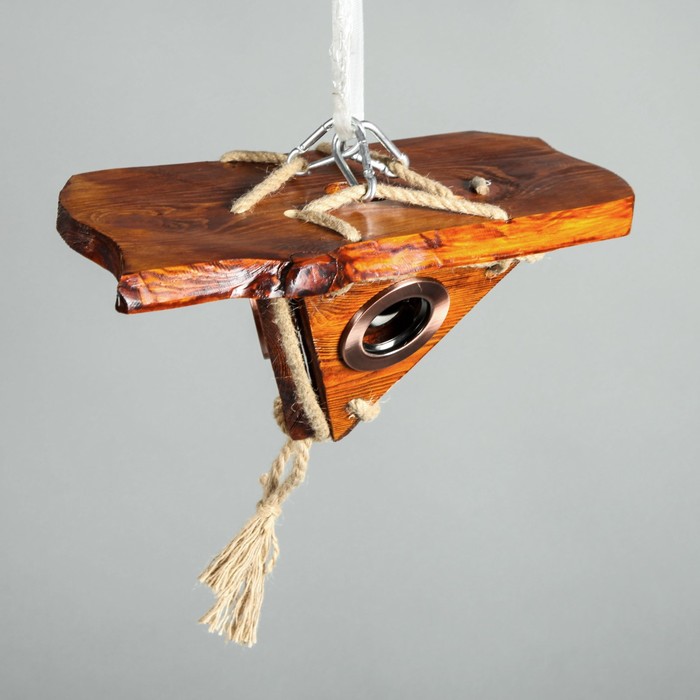 Люстра деревянная "Батискаф", 3 лампы, цвет вишня