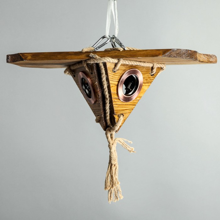 Люстра деревянная "Батискаф", 3 лампы, цвет дуб