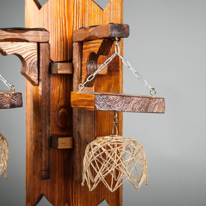 Бра деревянное "Коррида", 2 плафона, цвет тик