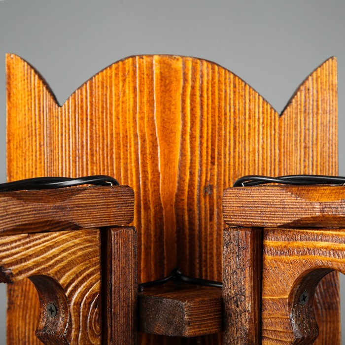 Бра деревянное "Коррида", 2 плафона, цвет тик