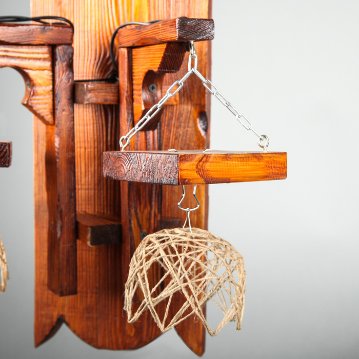 Бра деревянное "Коррида", 2 плафона, цвет вишня