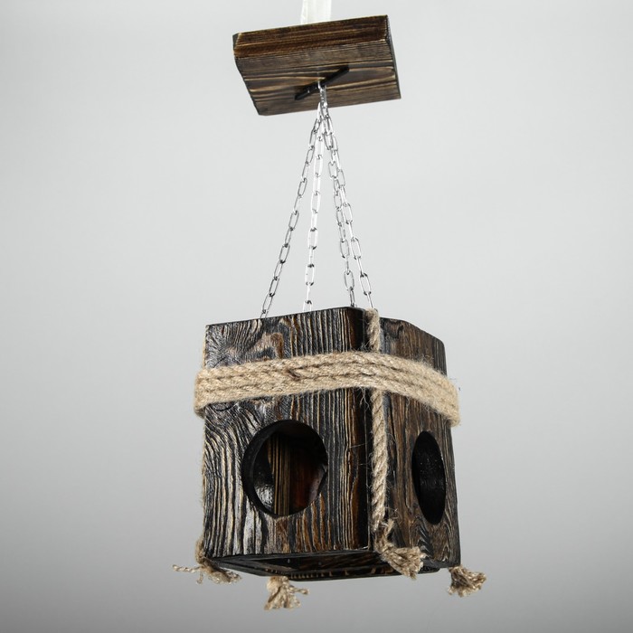 Люстра деревянная "Куб", 4 лампы, цвет палисандр