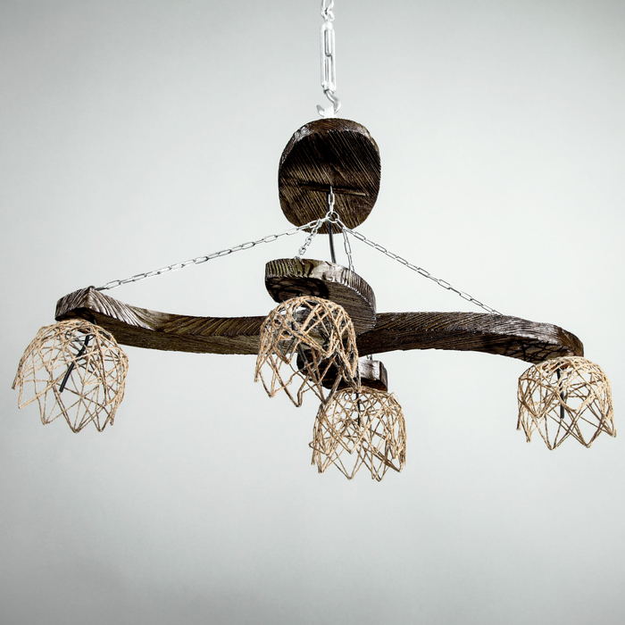 Люстра деревянная "Сирена", 4 плафона, цвет палисандр