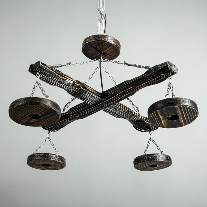 Люстра деревянная "Перекресток", 4 круглых плафона, цвет палисандр