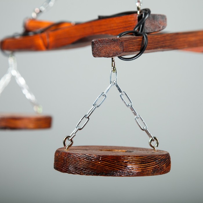 Люстра деревянная "Прайм" с круглыми плафонами, цвет вишня