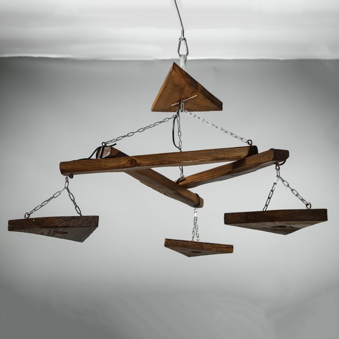 Люстра деревянная "Прайм", 3 треугольных плафона, цвет дуб