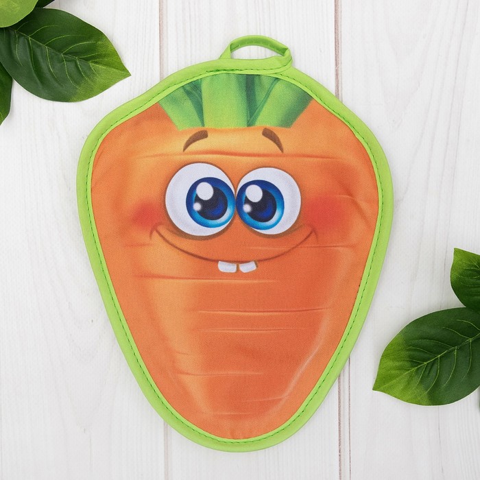 Прихватка "Доляна" Морковка, 21 х 18 см, 35% х/л, 65% п/э, ватин 250г/м2