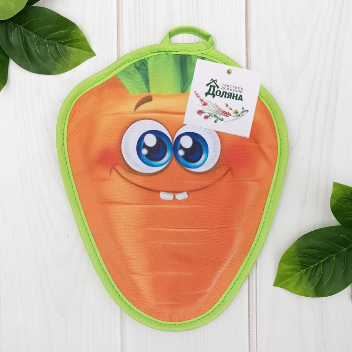 Прихватка "Доляна" Морковка, 21 х 18 см, 35% х/л, 65% п/э, ватин 250г/м2