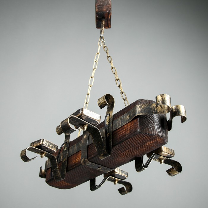 Люстра деревянная "Капелла", 4 лампы