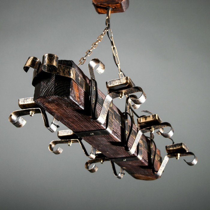 Люстра деревянная "Адара", 6 ламп