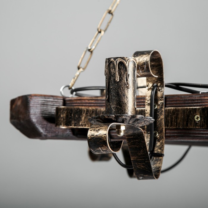 Люстра деревянная "Таверна", 3 плафона