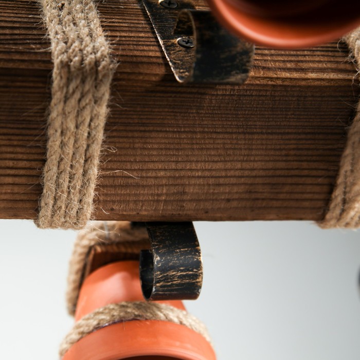 Люстра деревянная "Садовая", 4 керамических плафона, микс