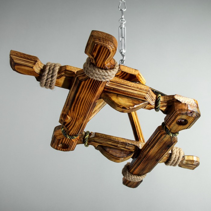 Люстра деревянная "Ромб", 2 лампы, 72х45 см