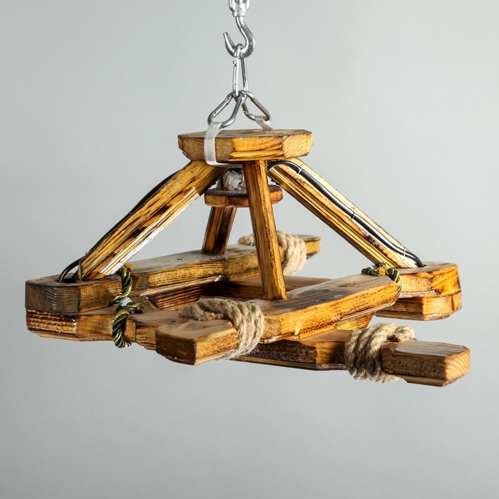 Люстра деревянная "Ромб", 2 лампы, 72х45 см