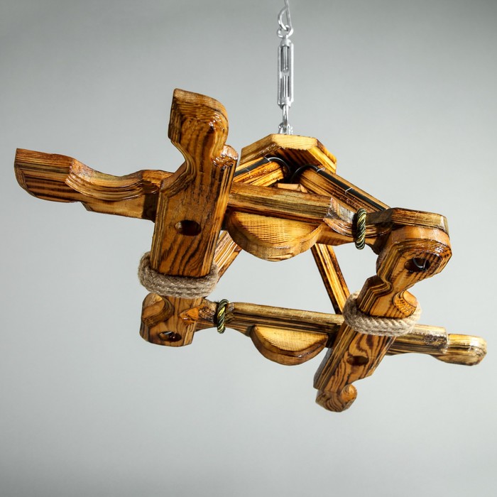 Люстра деревянная "Ромб", 4 лампы, 72х45 см