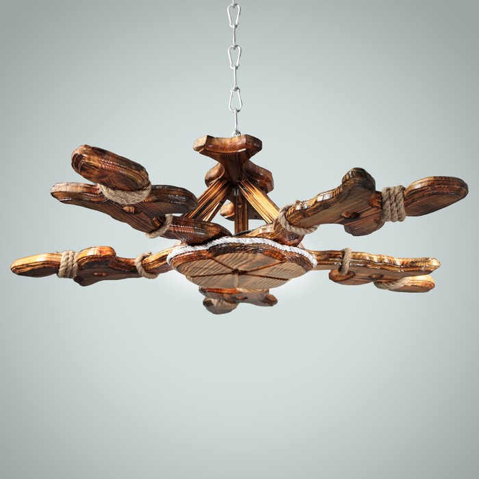 Люстра деревянная "Винт", 5 ламп, 88 см