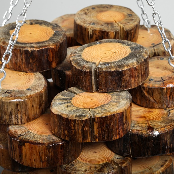 Люстра деревянная "Рустик" из спилов, 60 х 60 см