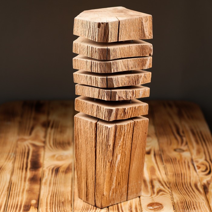 Светильник настольный деревянный "Сириус", светлое дерево, форма микс