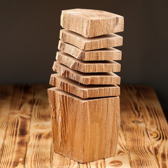 Светильник настольный деревянный "Сириус", светлое дерево, форма микс