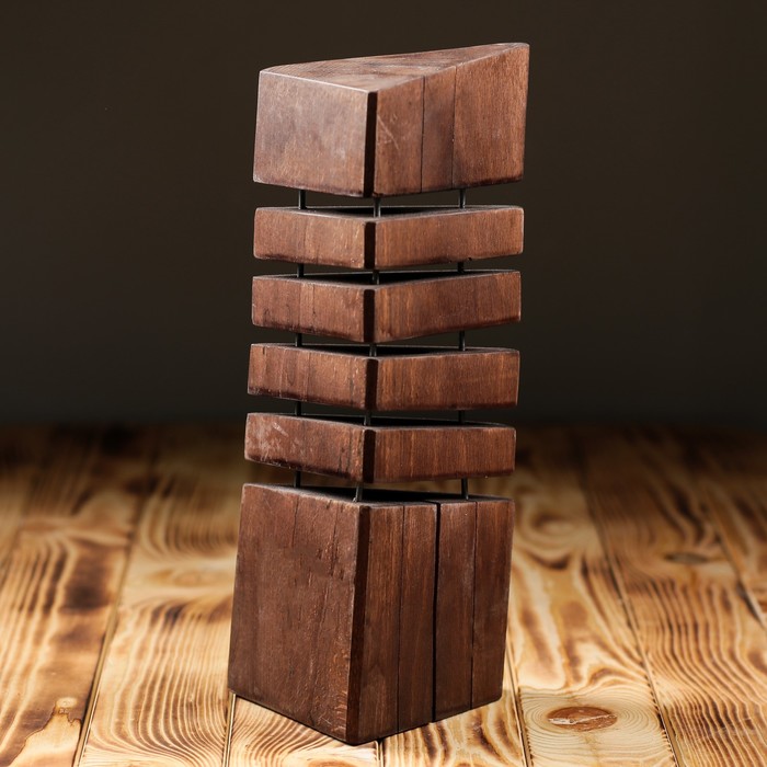 Светильник настольный деревянный "Сириус", тёмное дерево, форма микс