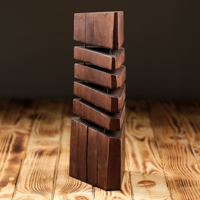 Светильник настольный деревянный "Сириус", тёмное дерево, форма микс