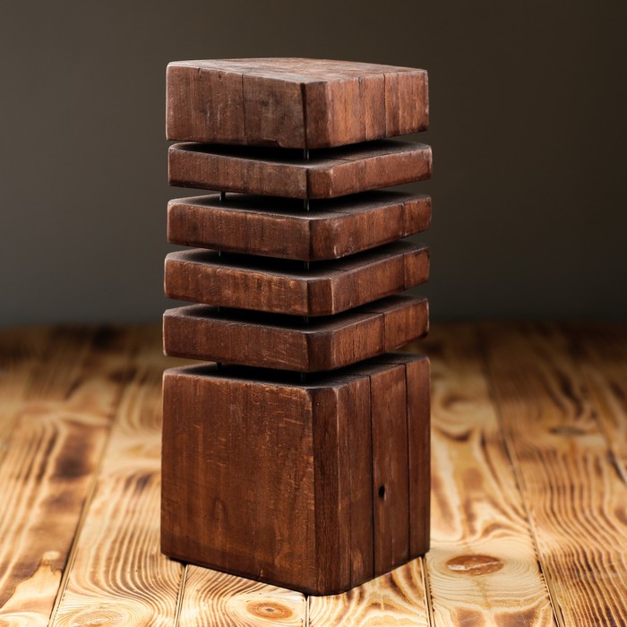 Светильник настольный деревянный "Сириус", тёмное дерево, форма микс