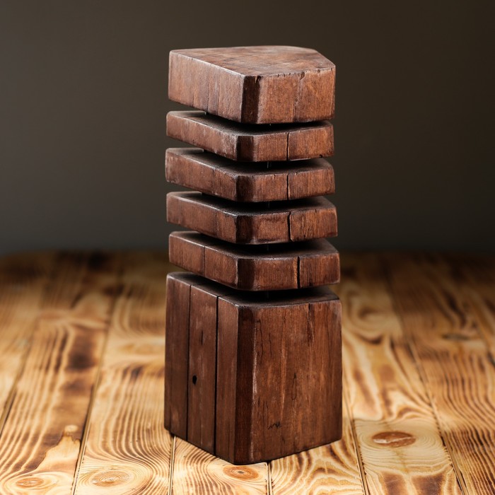 Светильник настольный деревянный "Сириус", тёмное дерево, форма микс