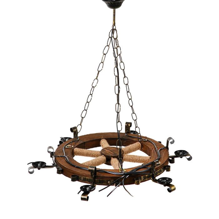 Люстра деревянная "Колесница", 6 ламп, 73 см