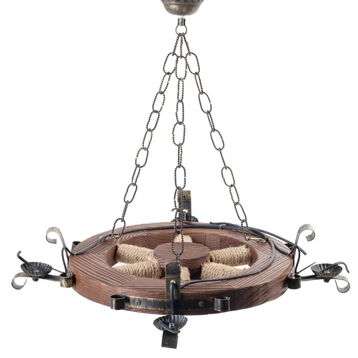 Люстра деревянная "Колесница", 4 лампы, 60 см